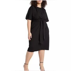Eloquii Black Tie-Front Midi Dress